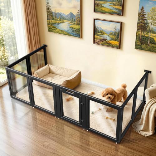 Image of FXW AuraSpace Acrylic Dog Playpen with Fence-to-Wall Anchors, 24 inchH, 8-Panel