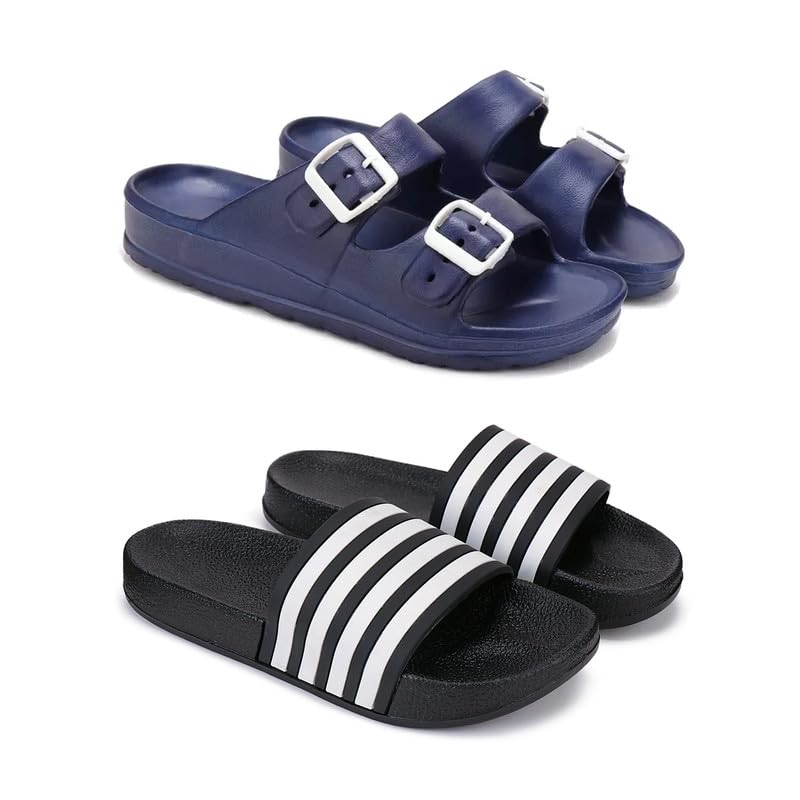 WINGSCRAFT Lightweight,Classic Slider || Sandals with Clogs for Men-Combo(2)-3116-3024-7 Black-2162-image-26