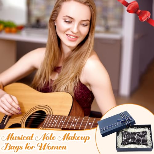 Sweetude 10 Pcs Musical Note Makeup Bag Music Teacher Gift for Women Thank You Lovers Cosmetic Bag Piano Travel Zipper Pouch for Teachers' Day Christmas Birthday Graduation(White)2