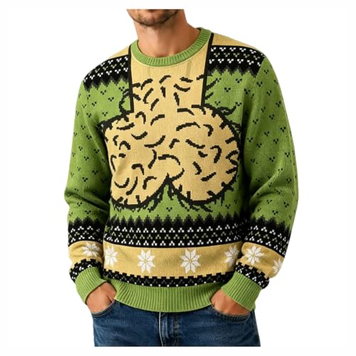BmDSGC Christmas Jumpers for Men UK Novelty Santa Abs on Full Display Sweater Unisex Sweatshirt 3D Ugly Xmas Pullover Crewneck Long Sleeve Top Soft
