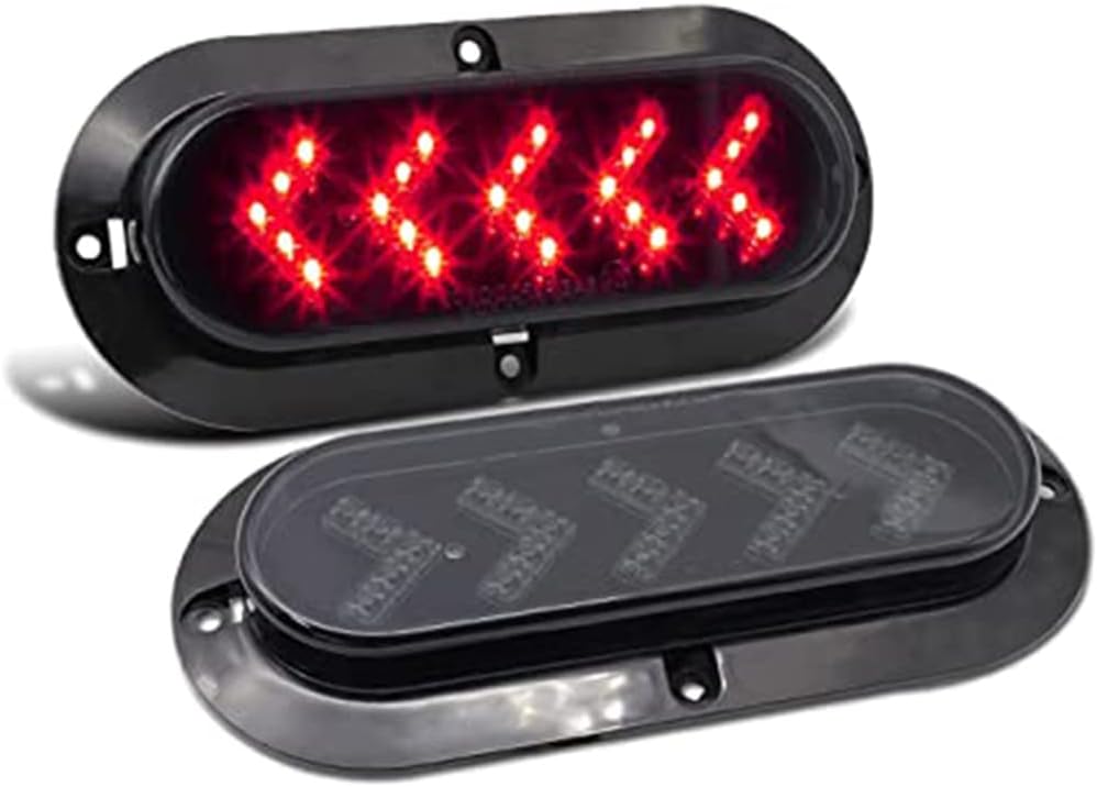 2Pcs Trailer Tail Light Sequential Arrow Stop Brake Light LED Daytime Running Lights 25LED 6In Oval Truck Bus Turn Signal Light
