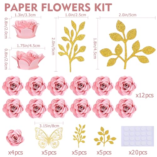 Kit décoration casquette remise diplôme fleurs 3D rose - 5