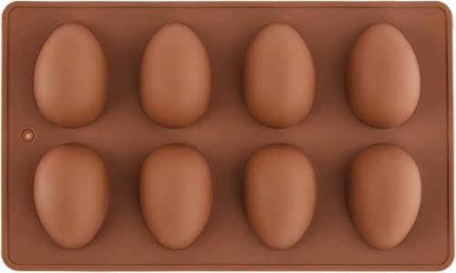 Paquete de 2 moldes de silicona con forma de huevo de Pascua, moldes de silicona de 8 cavidades, bandeja de huevos, suministros para hornear para