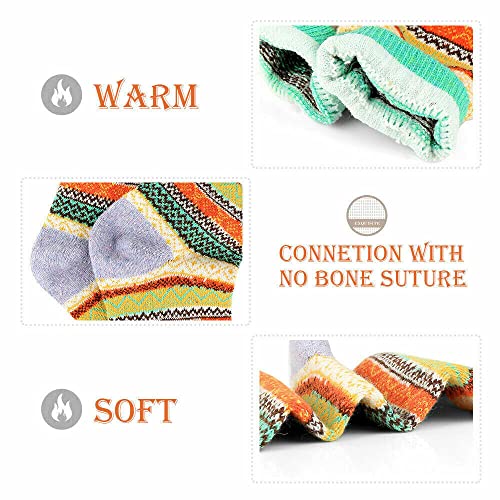Image of 5 Pack Women's Wool Socks Warm Soft Thick Knit Vintage Style Socks Casual Retro Ladies Thermal Winter Socks Christmas Gift Socks for Women Free Size (Multicolor-001)