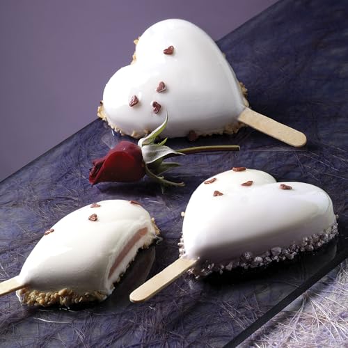 Silikomart GEL01M - Stampo per Gelati, in Silicone, Colore: Bianco Forma Cuore Bianco