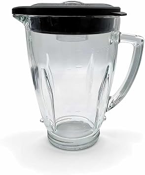 Replacement 6-cup glass jar with Jar Lid,Compatible with Oster Pro 1200 Blenders BLSTMB-CBG, BLSTMB-CBF, BLSTMB-BBG and Oster Master Series BlenderBLSTJJ-GPB-000,BLSTTM-GM0-000 Glass with lid