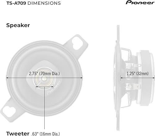 Miniatura 6 de Pioneer A-Series Plus TS-A709 - Altavoces de 2.75 pulgadas (par) - 600 W máximo, sonido equilibrado + agudos suaves, gran reemplazo de stock, fácil