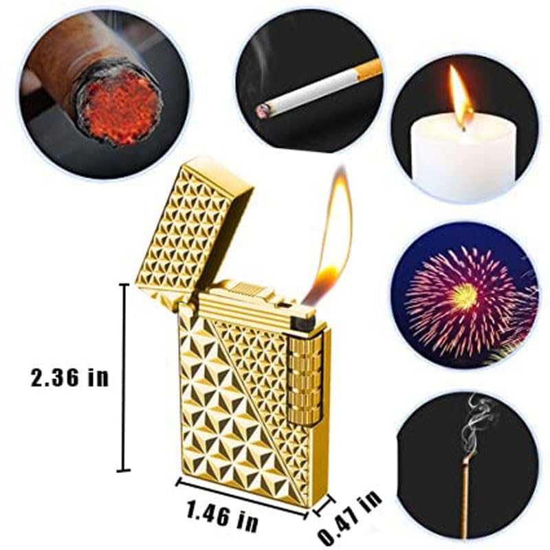 Encendedor de gas butano metal ultradelgado plateado miniatura 6