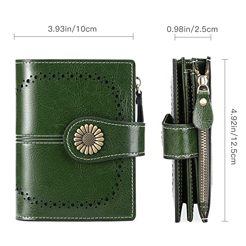Image of SENDEFN Small Womens Wallet Leather Bifold Card Holder RFID Blocking with Zipper Coin Pocket