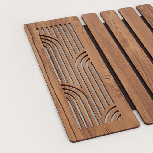 Image of HOME 360 Modern Slat Table Runner | Decorative Finish MDF Slats with Intricate Cut-Out Patterns | Rollable Table Centerpiece for Dining Room, Kitchen | (TAN 2, 14X72 INCH)