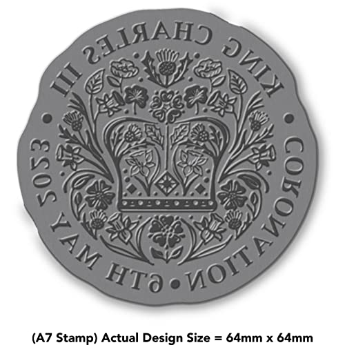 'King Charles Coronation Emblem' Rubber Stamp - Unmounted Design for Crafting & Scrapbooking, A7 (RS00047825)