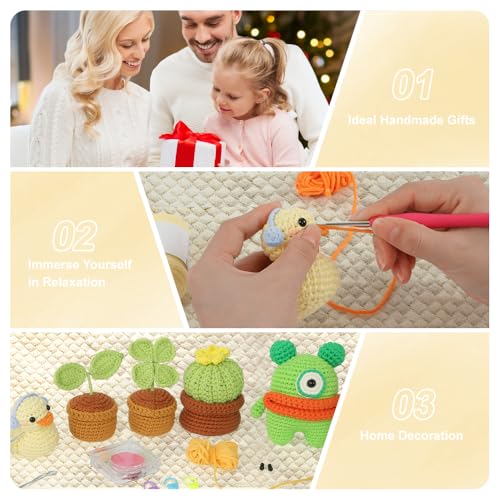 Image of Duck Crochet Kit for Beginners Adults & Kids, Amigurumi Learn to Crochet Starter Kit with 4K Step-by-Step Video Tutorials, Includes Pre-Started Yarn, Crochet Hooks & Accessories - Yellow Duck