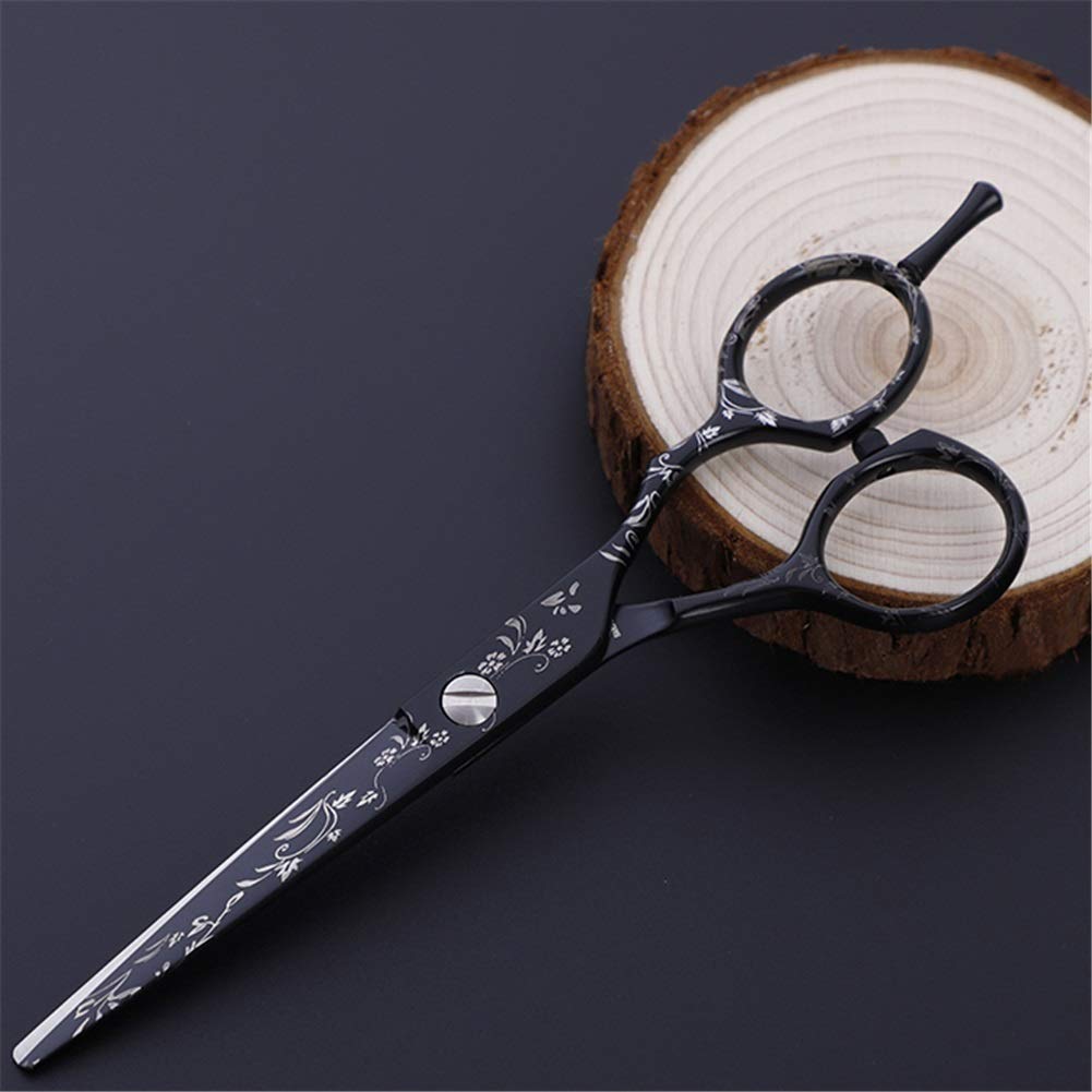 Ciseaux De Coiffure Professionnels, Ciseaux De Barbier De Salon, Kit De Ciseaux De Coupe De Cheveux Extra Tranchants pour Salon De Coiffure, Maison Ou Voyage, Motif Noir, 6,0 Pouces
