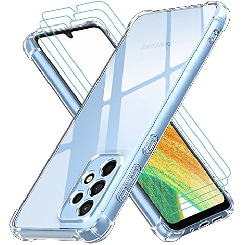 ivoler Klar Hülle für Samsung Galaxy A33 5G mit 3 Stück Panzer Schutz Glas, Dünne Weiche TPU Silikon Transparent Stoßfest Schutzhülle Durchsichtige Kratzfest Handyhülle Case Cover