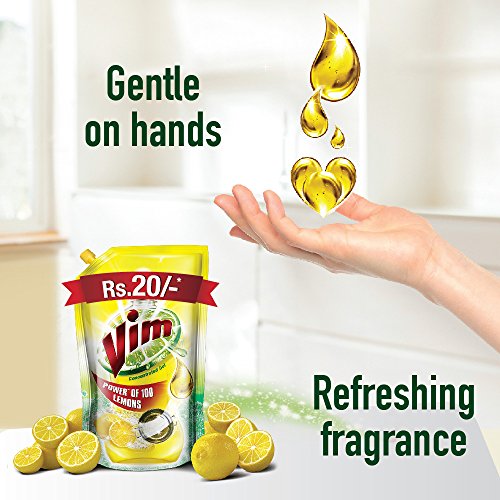Image of Vim Dishwash Liquid Gel Lemon Refill Pouch, With Power Of Lemons, Leaves No Residue, Refreshing Dishwash Experience, 225 ml