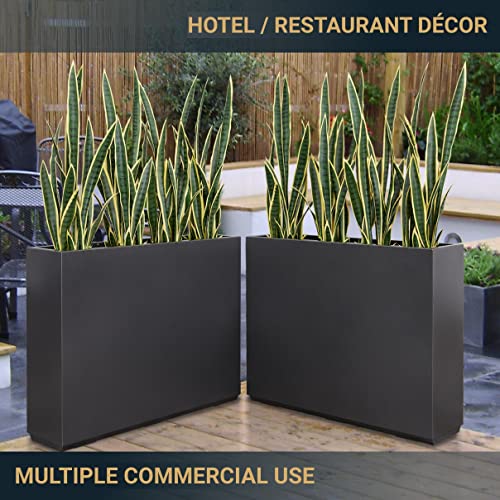 Wallowa Metallic Heavy Tall And Long Divider Outdoor/Indoor Planter Box, 38”Lx10”Wx30”H, ‎66 Pounds Gray #TOP1