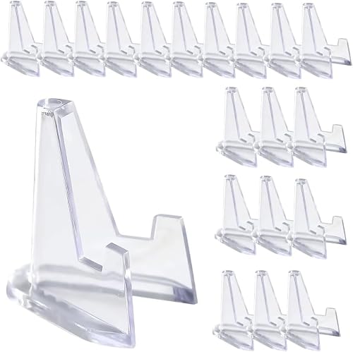 Rosojodg 1 20Pcs Clear Mini Acrylic Easel Coin Display Stand, Acrylic Clear Coin Stands Trading Card Display Stand Mini Card Holder For Cards Coins Medals Handicrafts Collectibles Display .42 Inch Tall