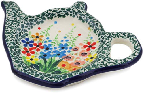 Authentic Polish Pottery Tea Bag or Lemon Plate Signature UNIKAT in Colors Of The Wind Design Handmade in Boles?awiec Poland by Ceramika Artystyczna + Certificate of Authenticity