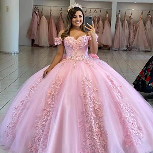 Xyaye Off Shoulder Quinceanera Dress Lilac 3D Floral Beaded Birthday Princess Dresses With Bow Vestidos De Quinceañera Lace Appliques Puffy Ball Gown Dress 15 For Teens Size 10 #TOP4