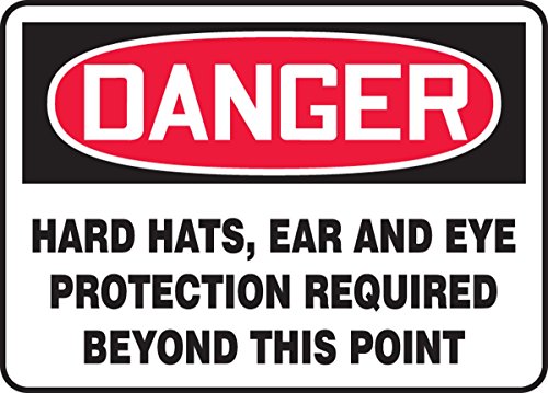 Panneau danger hard hats stop accidents port de casque et lunettes obligatoire aluminium