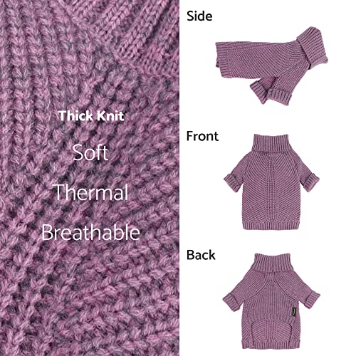 Image of Fitwarm Thermal Knitted Dog Sweater Doggy Winter Coat Pet Clothes Doggie Turtleneck Jacket Puppy Outfits Cat Sweatsuit Lavender Purple X-Large