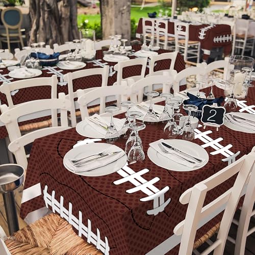 Image of Football Party Decorations Disposable Tablecloth Plastic Touchdown Table Cover Perfect for Super Bowl Football Birthday Party Decorations and Gameday Tailgate Decorations 54 X 108Inch, 3 Pack