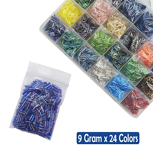 Inspirelle 2 * 6Mm Tube Beads Kit Glass Bugle Seed Beads Small Craft Beads For Diy Bracelet Necklaces Crafting Jewelry Making (216 Gram, Approx 7000 Pieces) #TOP4