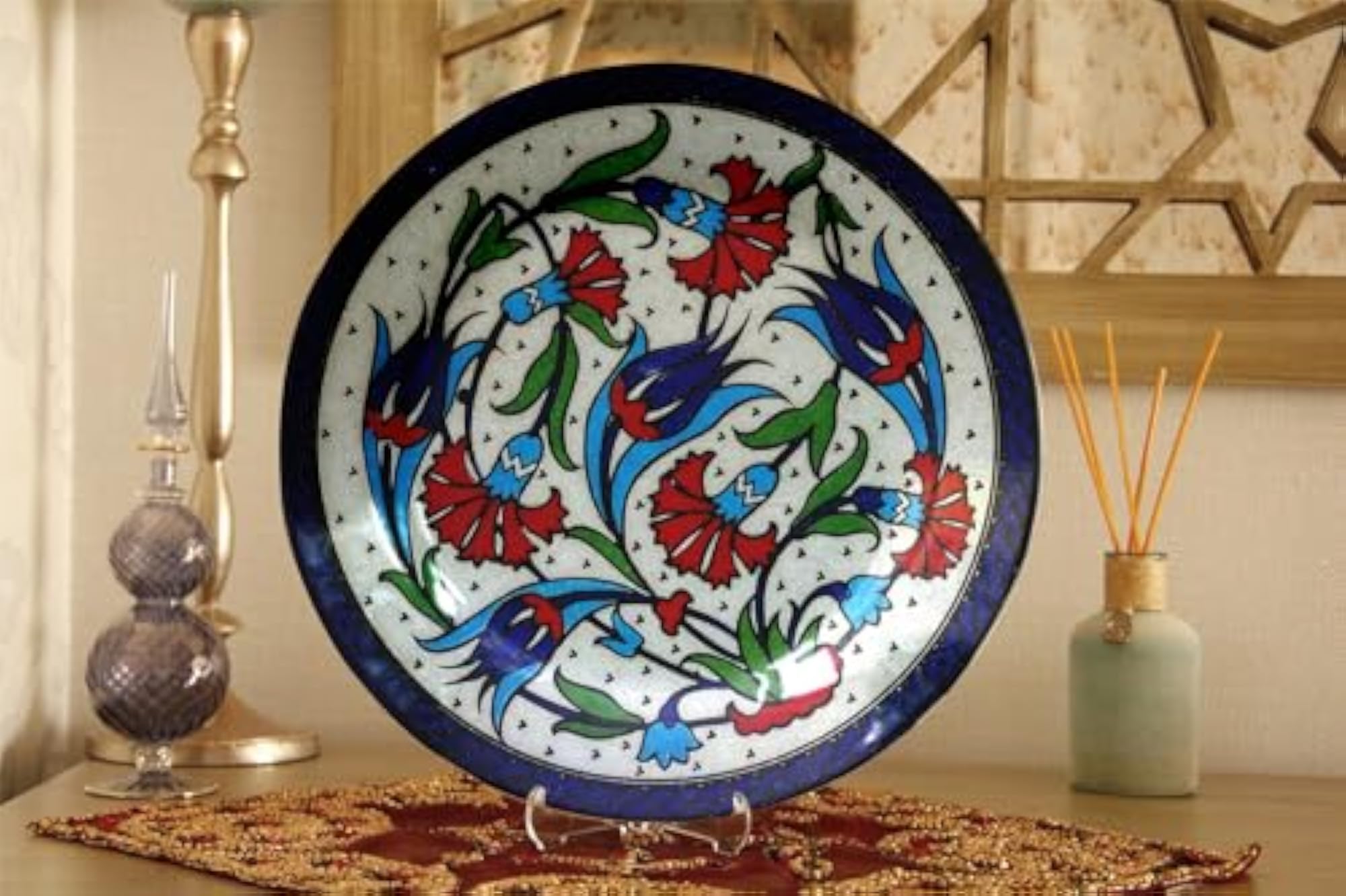 Blue Turkish Ceramic Decorative Wall Plate, 10 Inch Gift