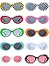 Blulu 10 Pairs Retro Clout Oval Goggles Mod Thick Frame Round Lens Sunglasses 10 Colors Women Men Girl Boy Sunglasses with 10 Lens Cloth