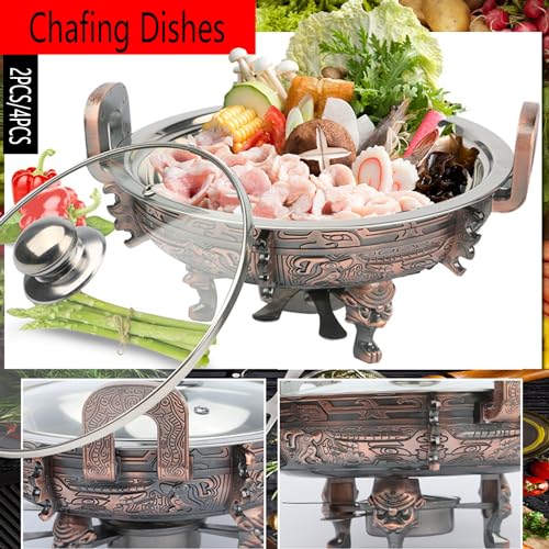 Réchaud et chauffe-plats de buffet rond en bronze pour service traiteur