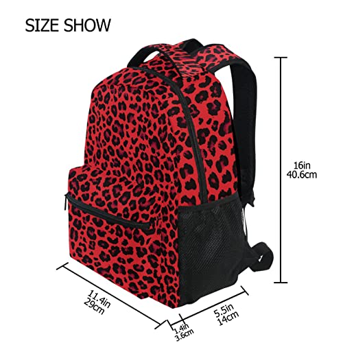 ALAZA Red Leopard Print Cheetah Backpack Purse with Multiple Pockets Name Card Personalized Travel Laptop School Book Bag, Size S/16 inch4