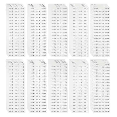 DOITOOL 2500 Pegatinas Adhesivas de Tamaño para Camisetas y Abrigos, Etiquetas de Papel Ligeras Impresión Clara, Ideales para Minoristas de Ropa