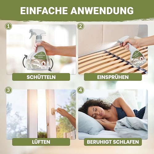 Bettwanzen Spray 500ml [hochwirksam & laborgeprüft] - wirksames Mittel gegen Bettwanzen für Matratzen und Möbel mit dezentem Zitronenduft, Alternative zur Bettwanzenfalle