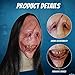 Scary Halloween Mask Creepy Grin Smiling Red Scar Face Demon Mask with Black Long Hair Latex Realistic Evil Scream Mask Halloween Scream Mask Halloween Ghostface Mask for Cosplay Halloween Costumes