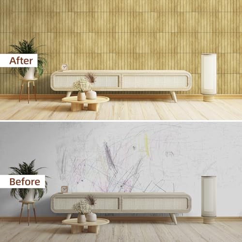 Paneles de madera autoadhesivos para renovar paredes sin obras WADILE PVC roble 10 uds 5
