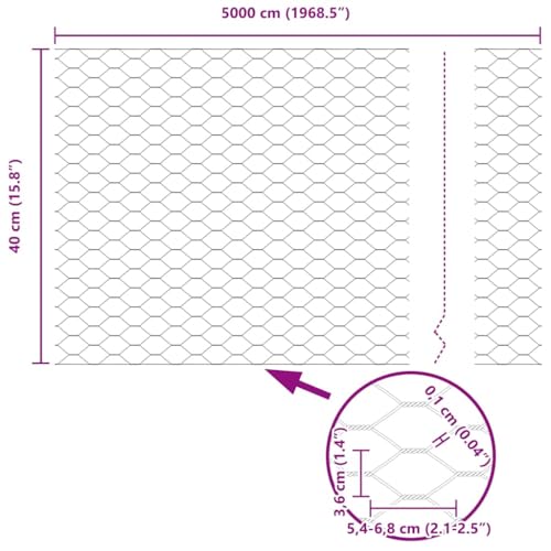 vidaXL Hexagonzaun Grau 0,4 x 50 m PVC, Garten & Terrasse, Rechteckiges Outdoor-Feature, Moderner Hexagon-Zaun, Robuste Grenze, Stilvolles Element