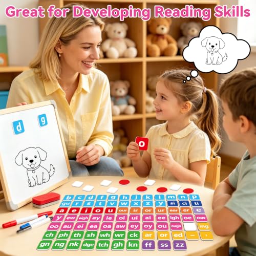 MucaDopia Magnetic Letter Tiles Phonics Manipulatives, Toddler ABC Alphabet Magnets for Fridge, Alphabet Learning Spelling Reading Games for Preschool & Kindergarten Classroom Homeschool - Image 3