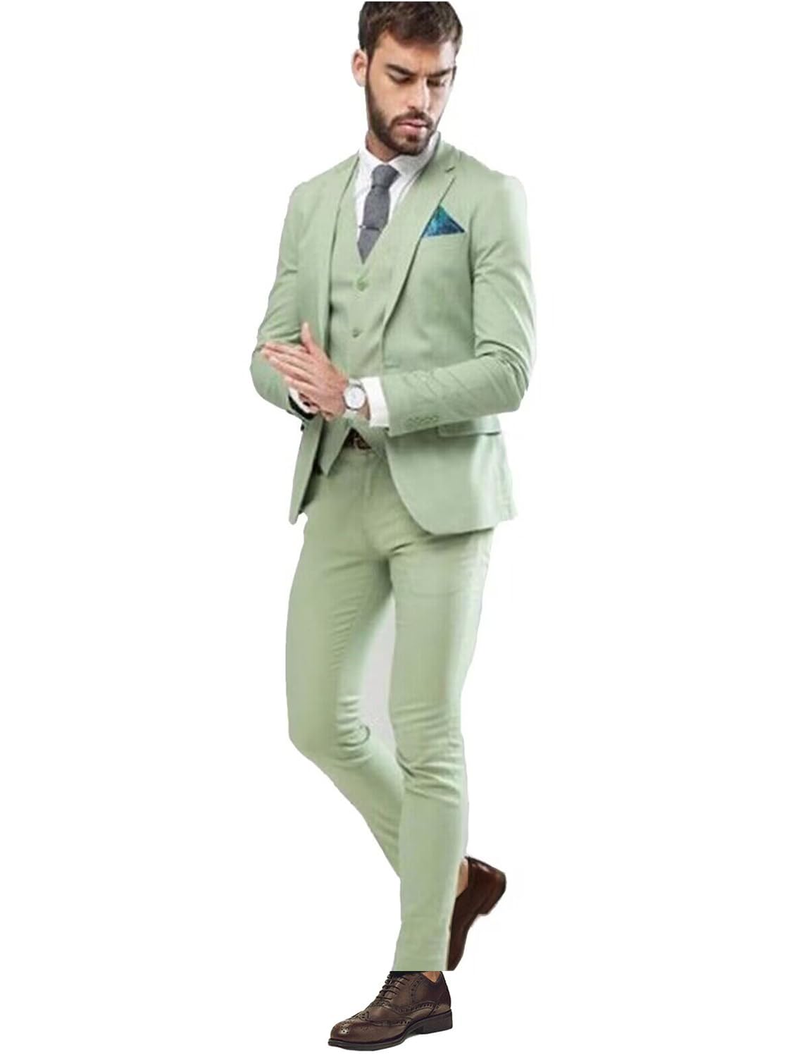 Costume trois pièces pour hommes à revers cranté et simple boutonnage style classique