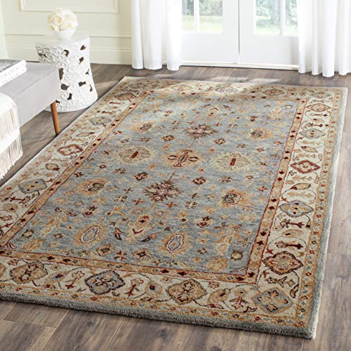 SAFAVIEH Antiquity Collection 6' x 9' Blue/Ivory AT847A Handmade Traditional Oriental Premium Wool Area Rug