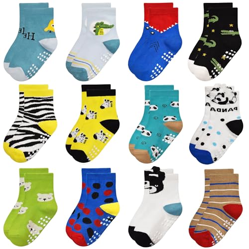 Yafane 12 Pares de Calcetines Antideslizantes para Niños