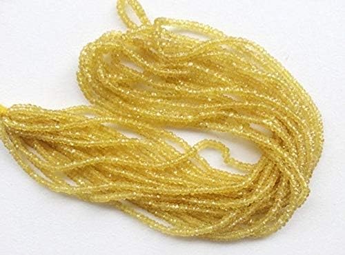 4 Inch Strand Natural Yellow Sapphire 2.5-3 mm Rondelle Faceted Beads - Jewelry - Yellow Sapphire Faceted Rondelle Beads