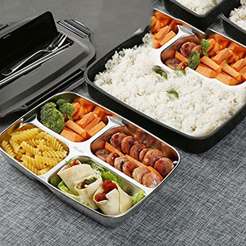 Fiambrera Bento de Acero Inoxidable 304 con Aislamiento térmico, para Estudiantes y Adultos, con Plato Separador y Compartimento.