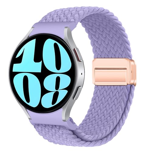 BAEEAT One Click No Gap Magnetic Band Compatible with Samsung Galaxy Watch 4 5 6 Band 40mm 44mm/Watch 5 Pro Band 45mm/Galaxy Watch 4 6 Classic Band 42mm 46mm 43mm 47mm Stretchy Braided Strap Women men