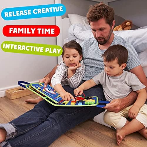 Jiosdo Toddler Busy Board, Montessori Toy for 1 2 3 4 5 Year Old, Educational Learning Toys, Busy Books for Toddlers, Sensory Activity Board for Fine Basic Dress Motor Skills, Gift for Boys Girls