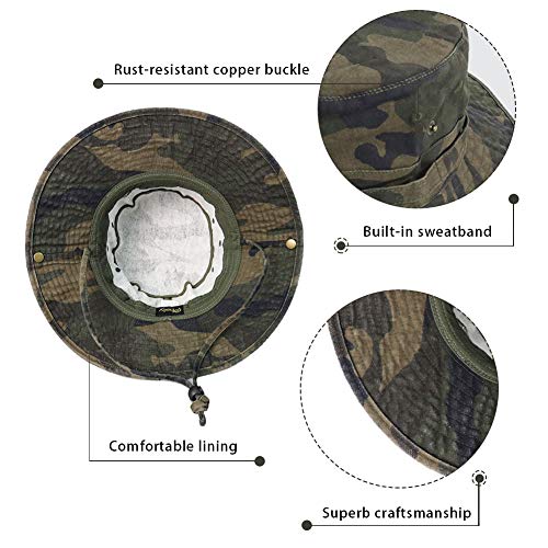 Phaiy Bucket Hat Wide Brim Uv Protection Sun Hat Boonie Hats Fishing Hiking Safari Outdoor Hats For Men And Women Camo #TOP3