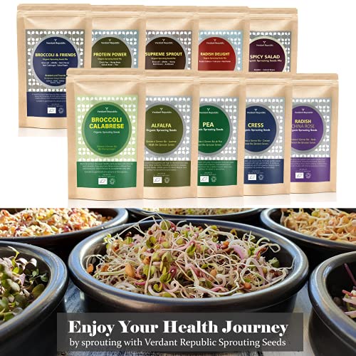 Verdant Republic Tonsaatset | 3-teilige Terrakotta-Turm-Papierscheiben und E-Book | 2-in-1-Keimschalen ideal zum Keimen von Sprossen und Microgreens