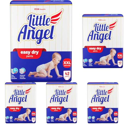 Image of Little Angel Unisex Child Easy Dry Pull-Up Diaper Pants,Above 15 Kgs - XXL (42 Pieces) (Pack of 5)