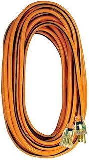 Voltec 05-00341 14/3 SJTW Outdoor Extension Cord with Lighted End, 25-Foot, Orange with Black Stripe