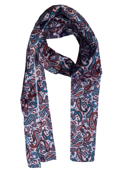 calixto Unisex Long silky Satin Scarf with Matching Pocket Square | Printed Fashion Accessory for Men & Women | Lightweight Neck Wrap-picture-46