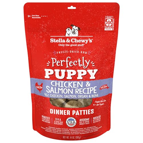 Stella-Chewys-Freeze-Dried-Raw-Dinner-Patties--Crafted-for-Puppies--Grain-Free-Protein-Rich-Perfectly-Puppy-Chicken-Salmon-Recipe--14-oz-Bag Stella Chewys Freeze Dried Raw Dinner Patties–Crafted for Puppies–Grain Free Protein Rich Perfectly Puppy Chicken Salmon Recipe–14 oz Bag
